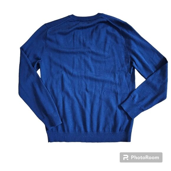 J.crew Slim Blue Men's Sweatshirt V-neck Long Sleeve Pullover Merino Wool Sz M - Picture 2 of 7